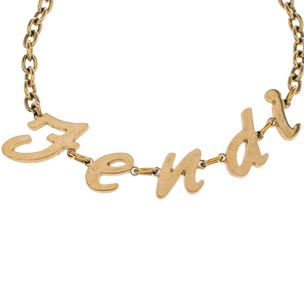 

Fendi Logo Charm Gold Tone Bracelet