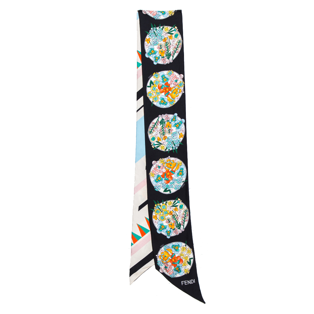 مملوكة مسبقًا Fendi Black Floral Print Silk Maxi Wrappy