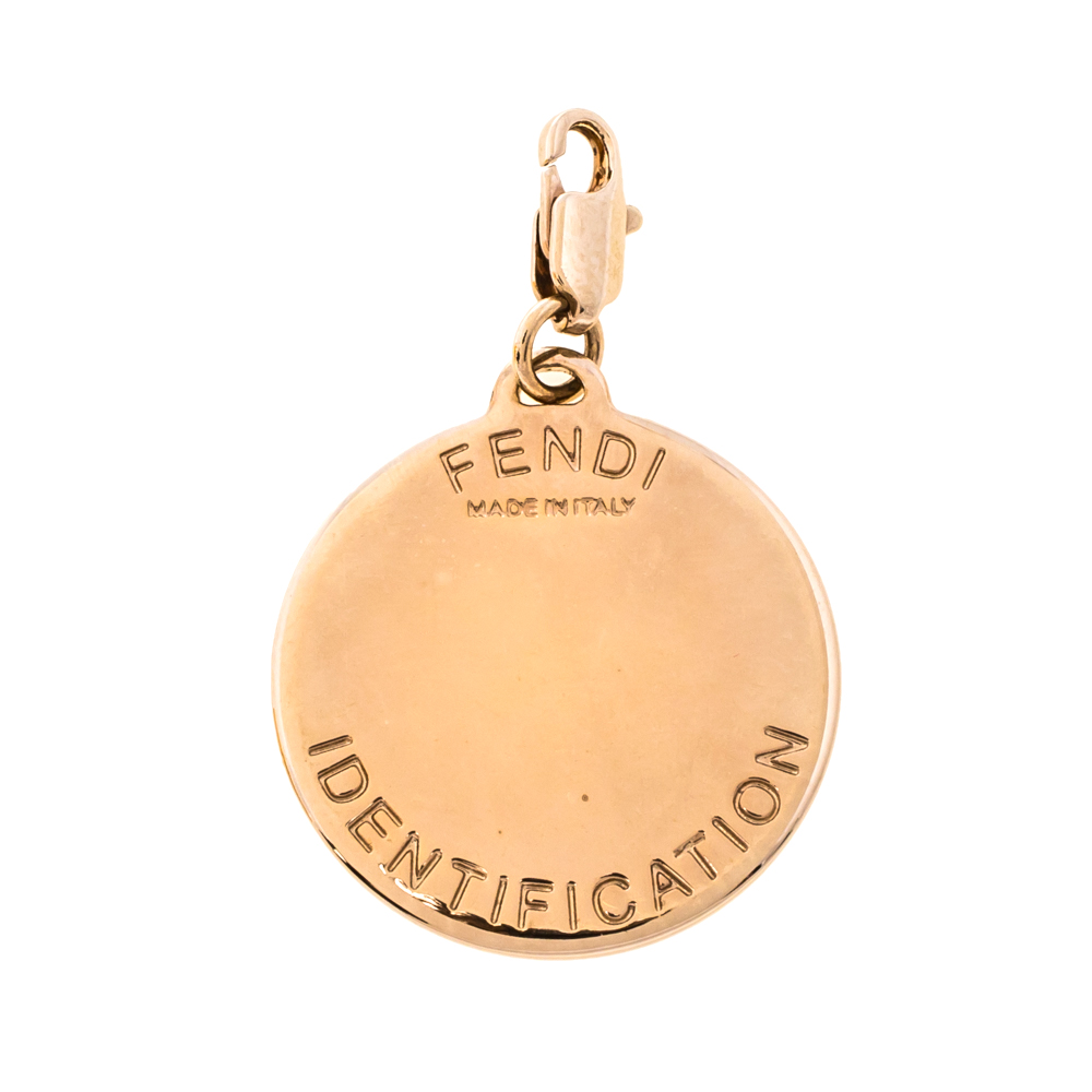 

Fendi Identification Crystal 'N' Gold Tone Charm