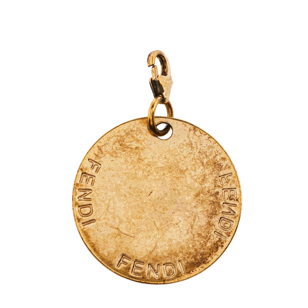 

Fendi Gold Tone Crystal  Identification Pendant