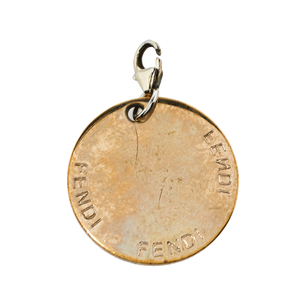 

Fendi Gold Tone Crystal Zodiac Charm Pendant