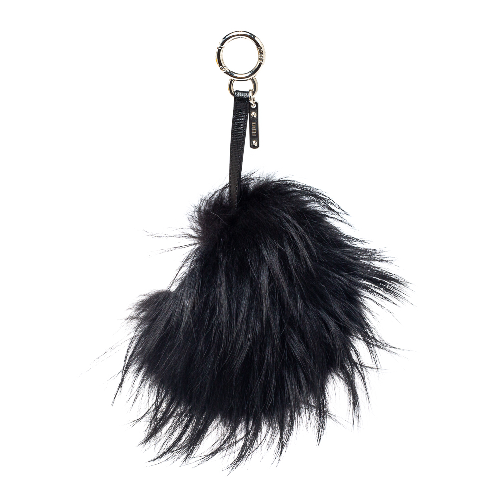 

Fendi Yellow Fur and Leather Eyes Bug Bag Charm, Black