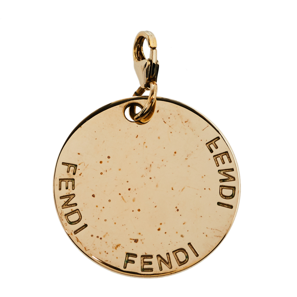 

Fendi Crystal Letter H Charm ID Gold Tone Pendant