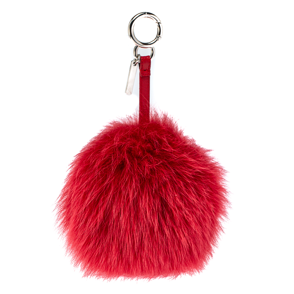 

Fendi Red Fox Fur Letter A Bag Charm