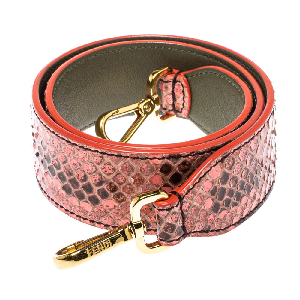 

Fendi Pink/Brown Python Strap You Shoulder Strap