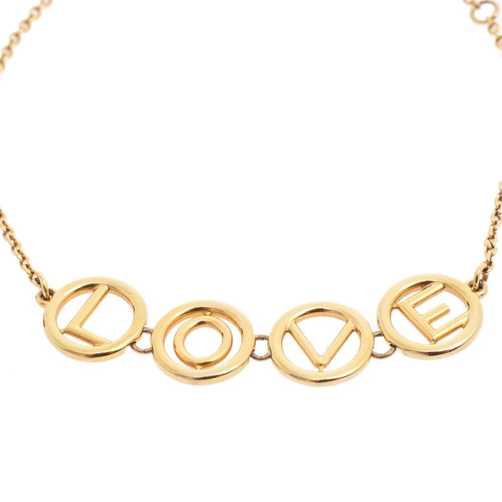 

Fendi Gold Tone Love Charm Bracelet