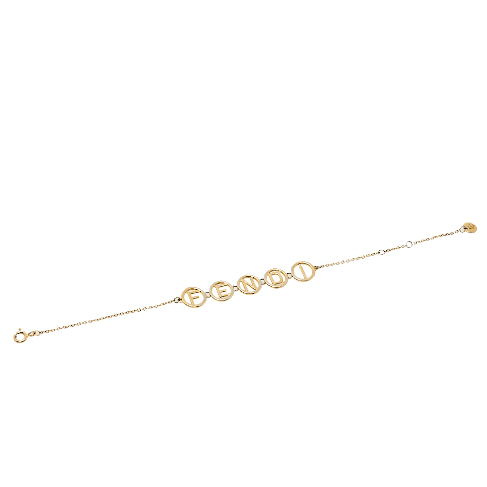 

Fendi Logo Charm Gold Tone Bracelet