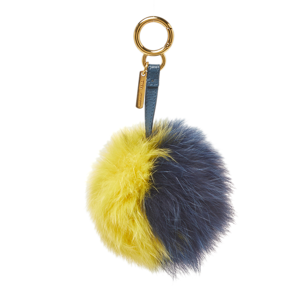 

Fendi Yellow & Blue Fox Fur Key Chain/Bag Charm