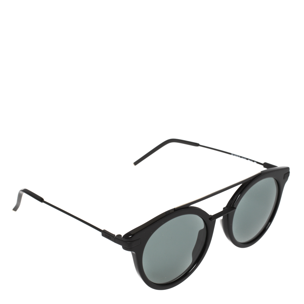 Pre-owned Fendi Black / Green Ff 0225/s Round Sunglasses
