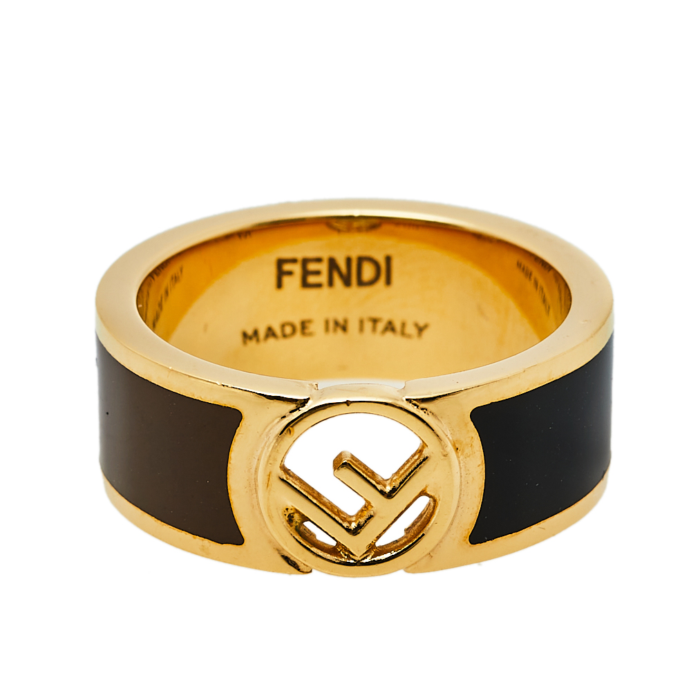 

Fendi F is Fendi Bicolor Enamel Band Ring, Black