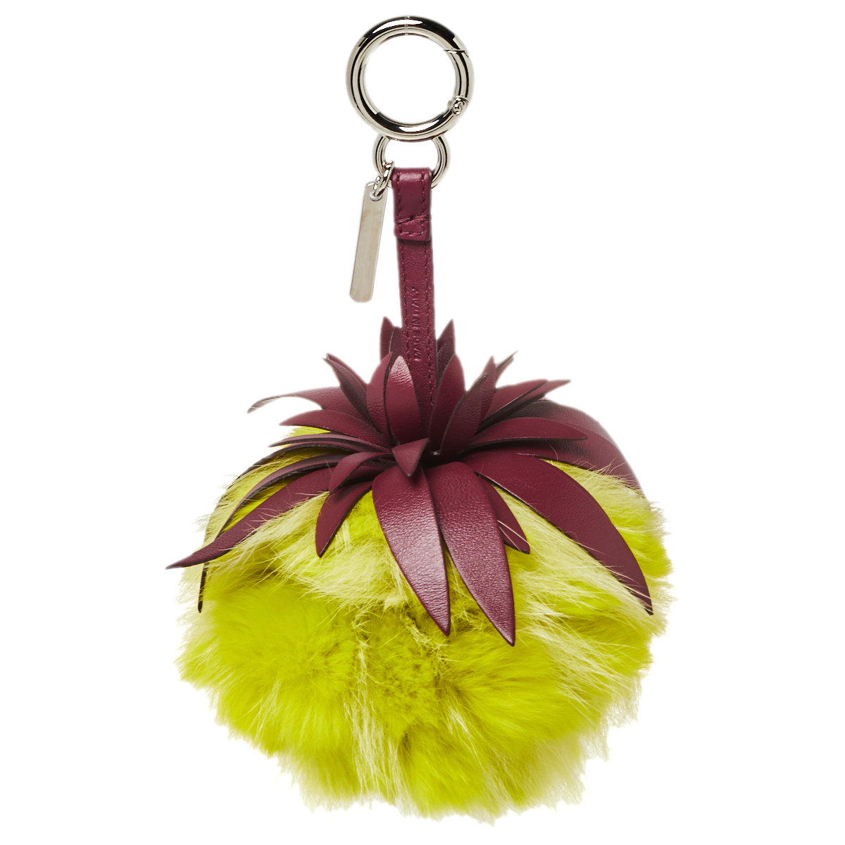 

Fendi Yellow Pineapple Fur Pompom and Leather Bag Charm