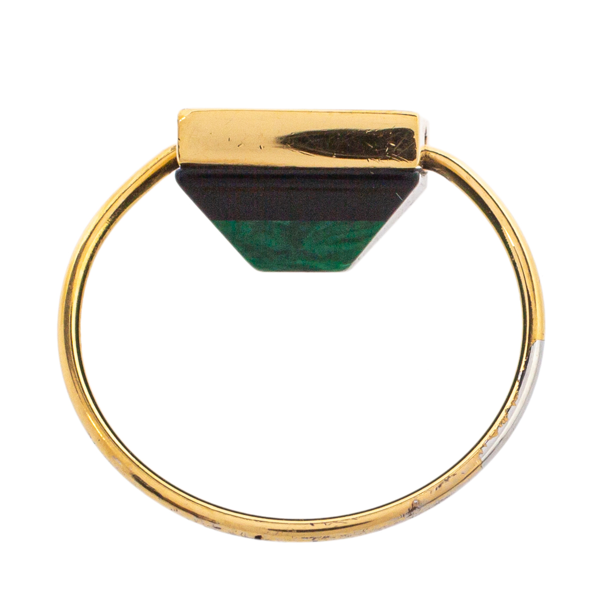 

Fendi Green/Black Resin Rainbow Gold Tone Ring