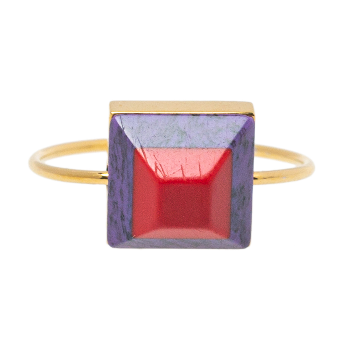 

Fendi Red/Purple Resin Rainbow Gold Tone Ring