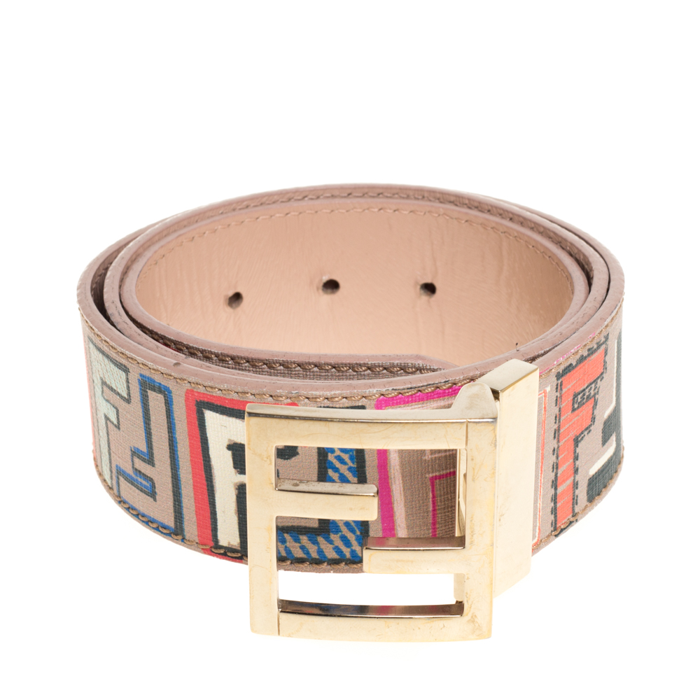 

Fendi Multicolor Zucca Coated Canvas FF Logo Belt