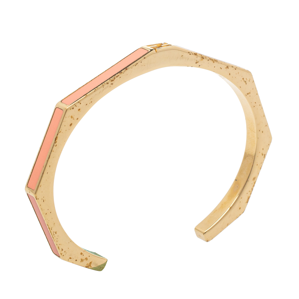 

Fendi Pink Enamel Baguette Open Cuff Bracelet