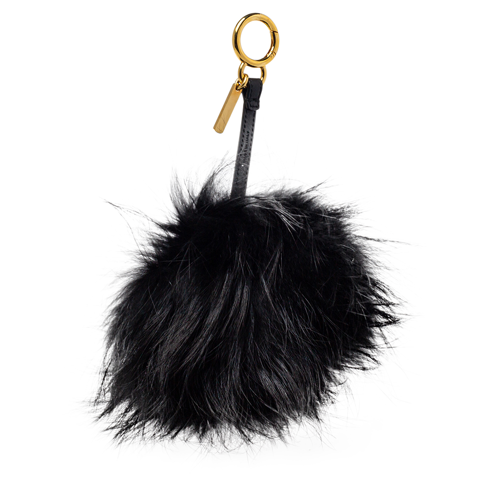 

Fendi Black/Yellow Fox Fur Zesty Bug Bag Charm