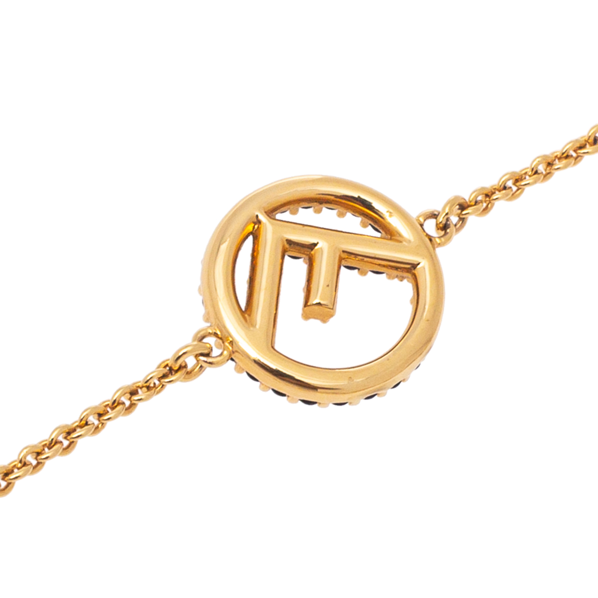 

Fendi F is Fendi Black Crystal Gold Tone Bracelet