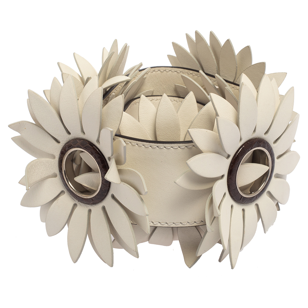 

Fendi White Floral Applique Leather Shoulder Bag Strap