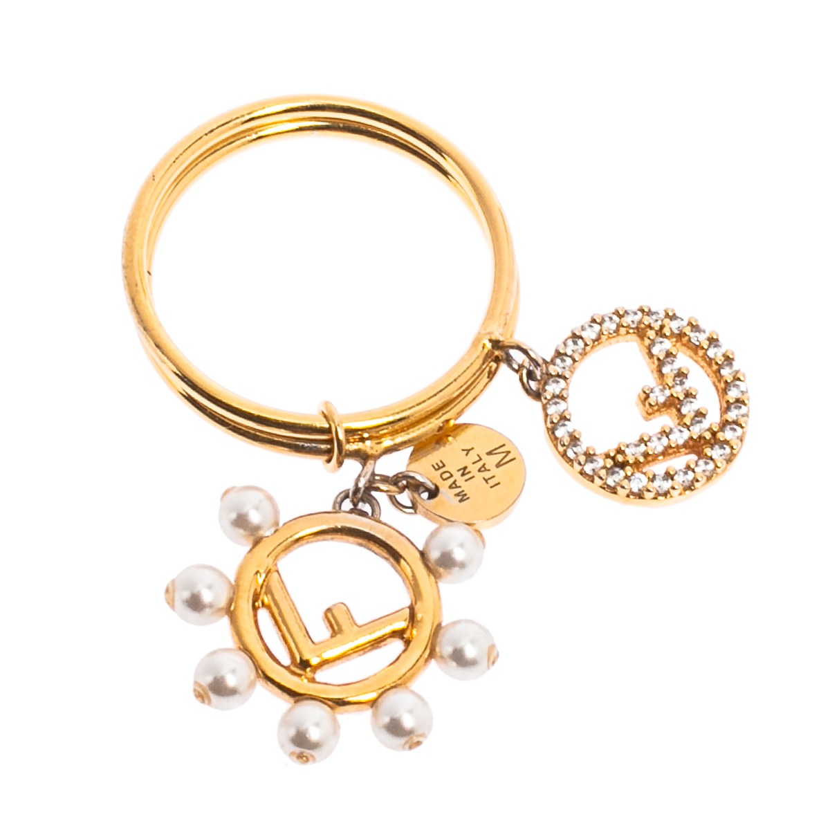 

Fendi F is Fendi Faux Pearl Gold Tone Charm Ring Size