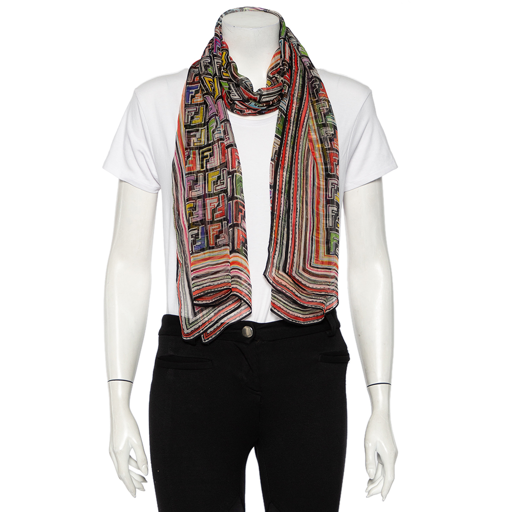 

Fendi Multicolor Letter Logo Printed Silk Scarf