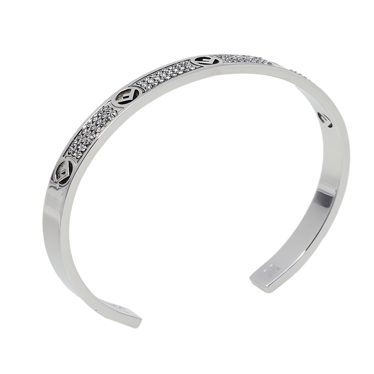 

Fendi F Is Fendi Crystal Palladium Finished Cuff Bracelet, Silver