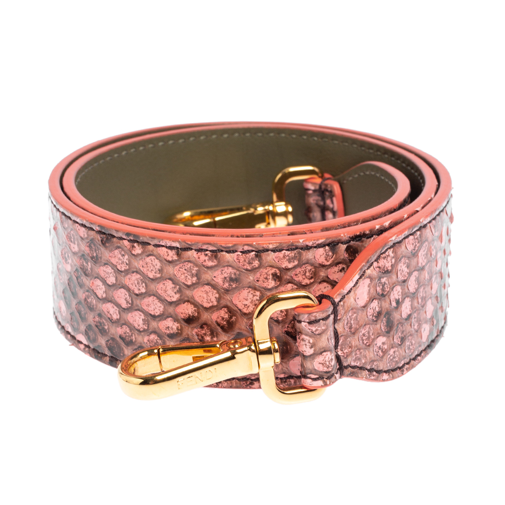 Fendi Pink/Black Python Strap You Shoulder Bag Strap