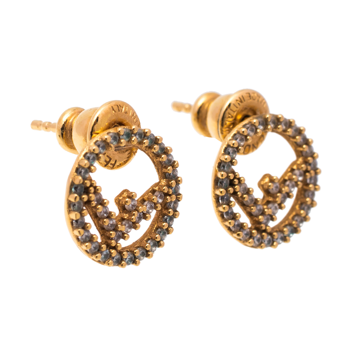 

Fendi F is Fendi Crystal Gold Tone Stud Earrings