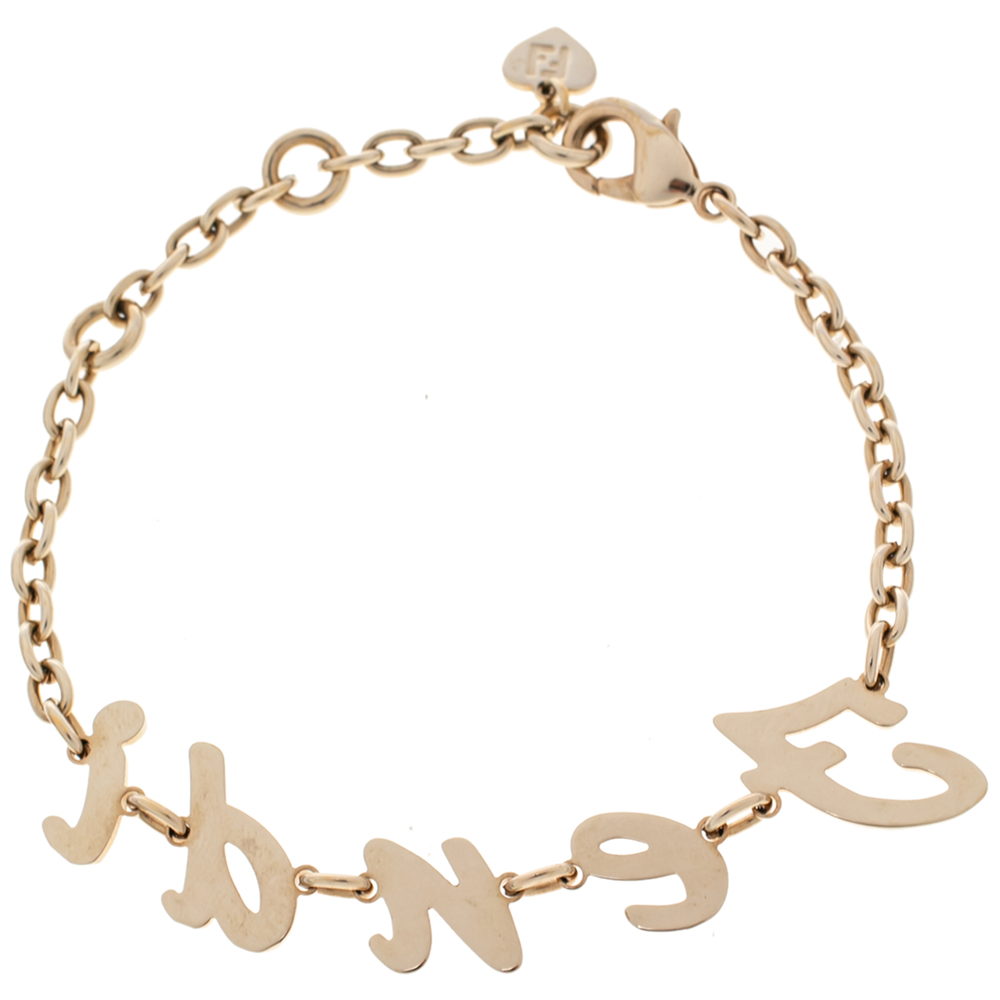 

Fendi Gold Tone Logo Charm Bracelet