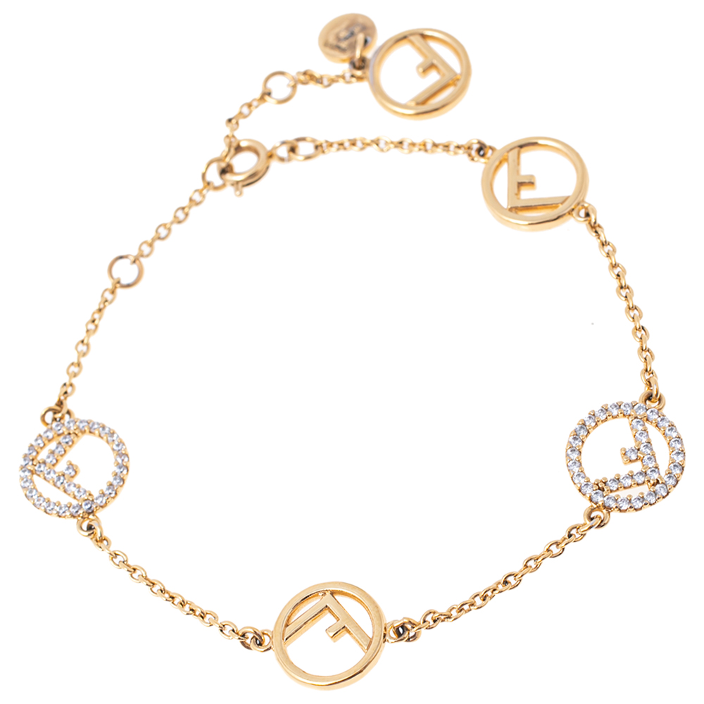 

Fendi F is Fendi Crystal Gold Tone Bracelet