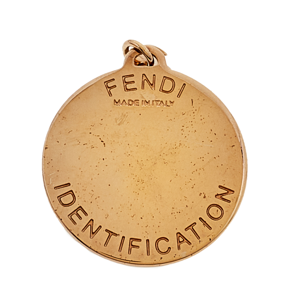 

Fendi Identification Gold Tone Crystal 'R' Charm