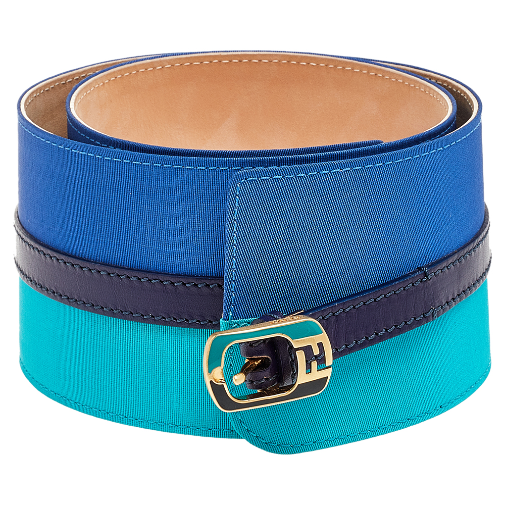 

Fendi Multicolor Nylon and Leather Wide Waist Belt