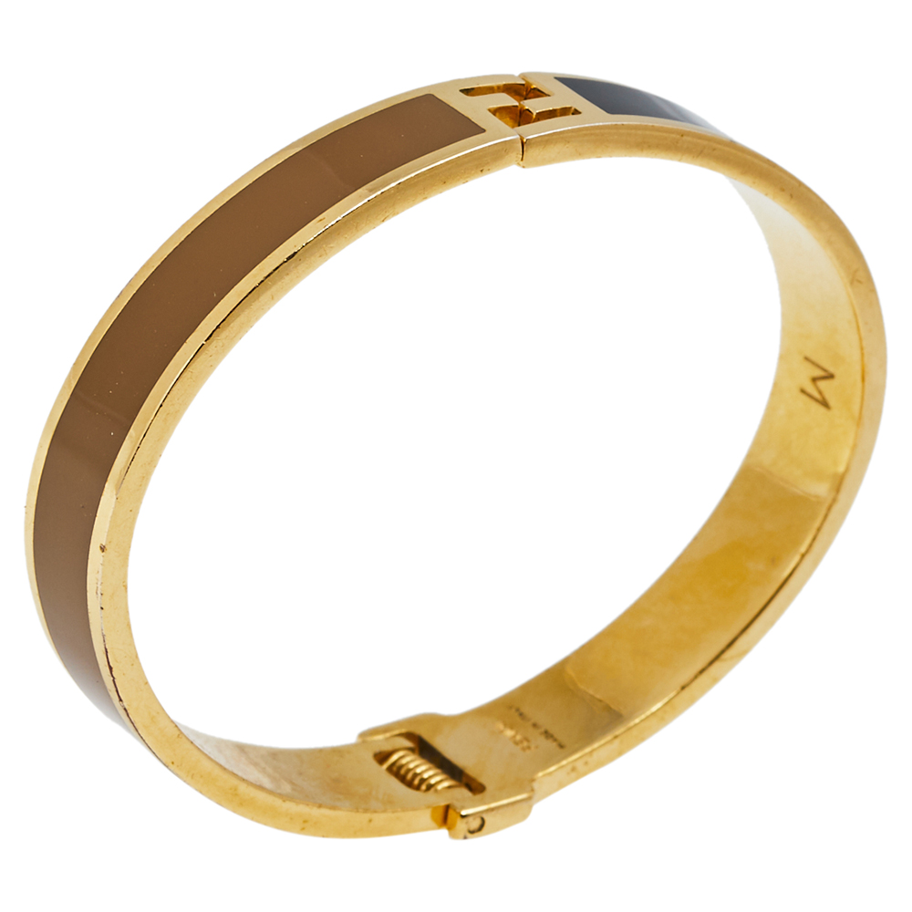 

Fendi The Fendista Gold Tone Bicolor Enamel Cuff Bracelet