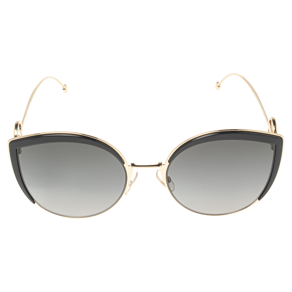 

Fendi Black Acetate and Gold Tone Metal FF0290/S Gradient Cat Eye Sunglasses