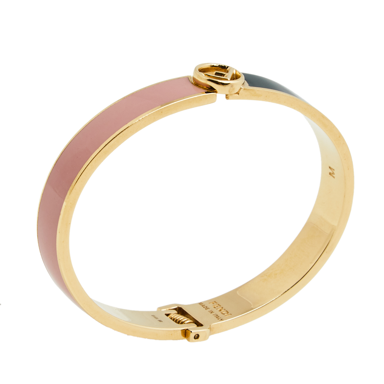 

Fendi F is Fendi Bicolor Enamel Gold Tone Narrow Cuff Bracelet, Multicolor