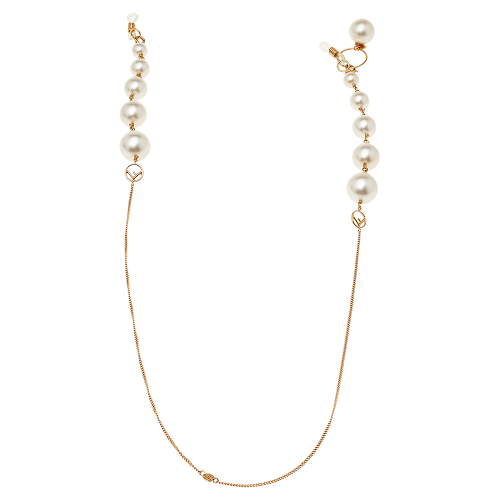 

Fendi Faux Pearl Gold Tone Sunglasses Chain / Necklace