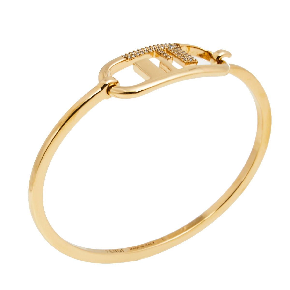 

Fendi Gold Tone Crystal O'Lock Bracelet