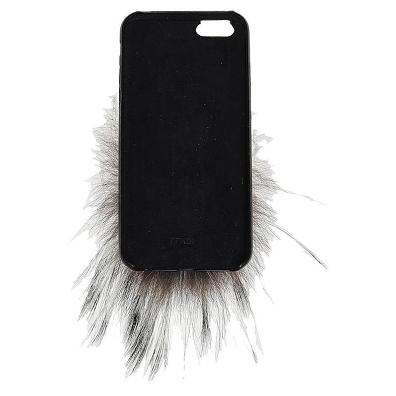 

Fendi Black Leather And Fox Fur Karlito iPhone 6 Case