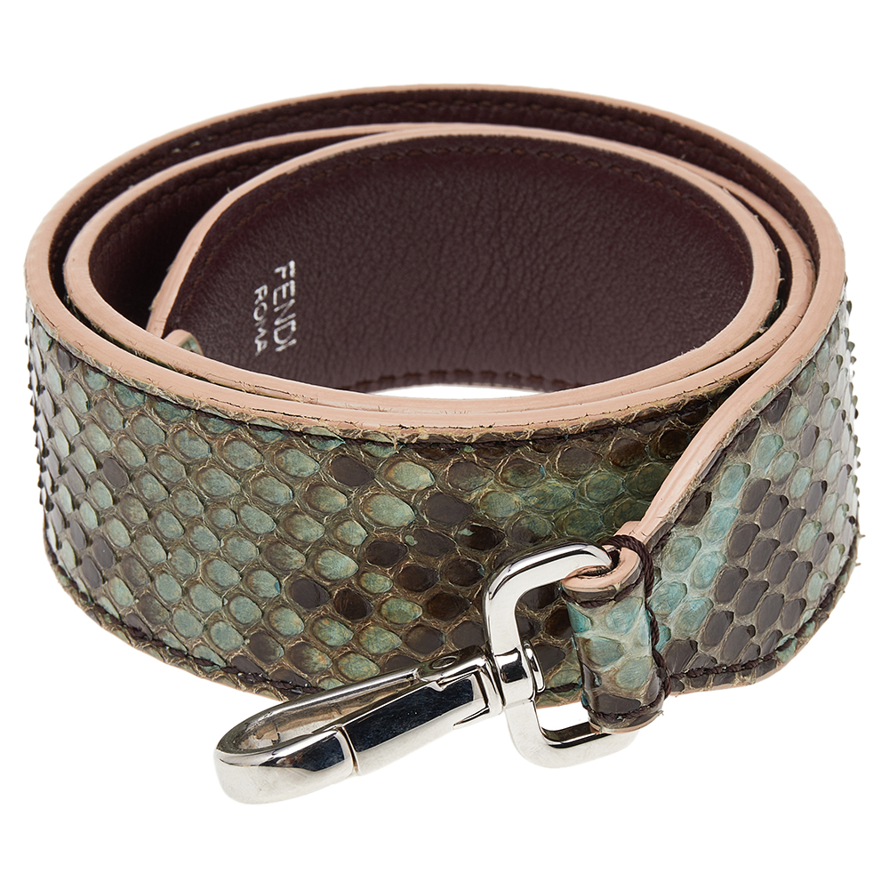 

Fendi Green/Brown Python Leather Strap You Bag Shoulder Strap