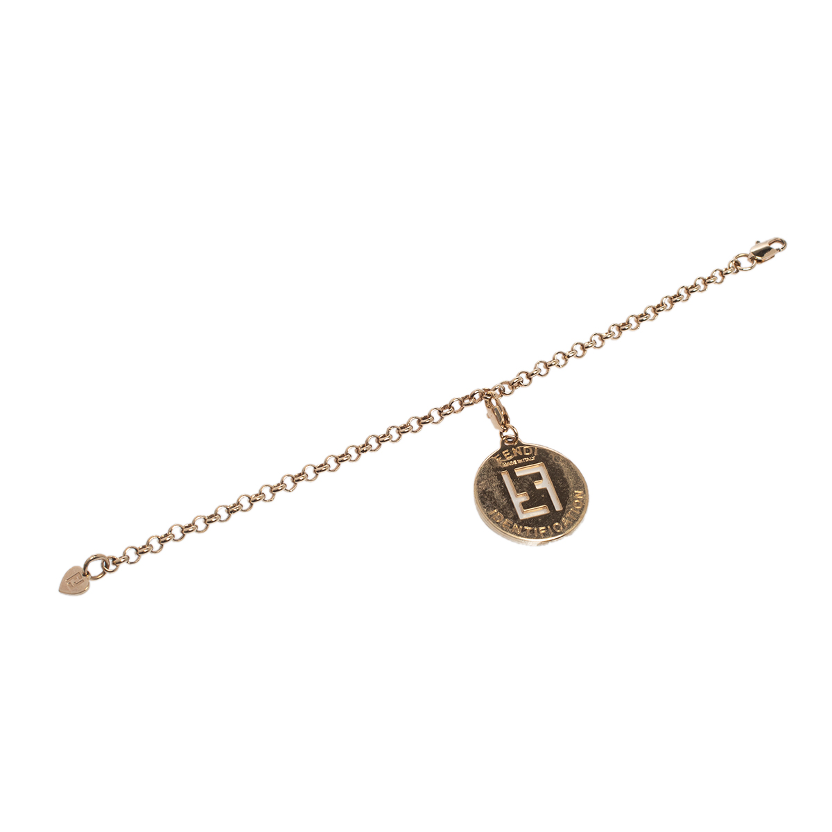 

Fendi Gold Tone FF I.D Charm Pendant Bracelet