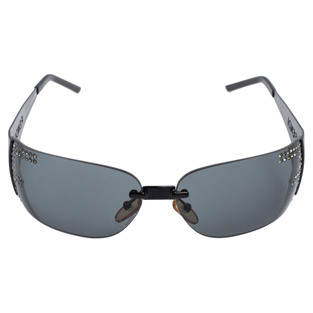 

Fendi Black Acetate FS315R Crystal Embellished Rectangle Sunglasses