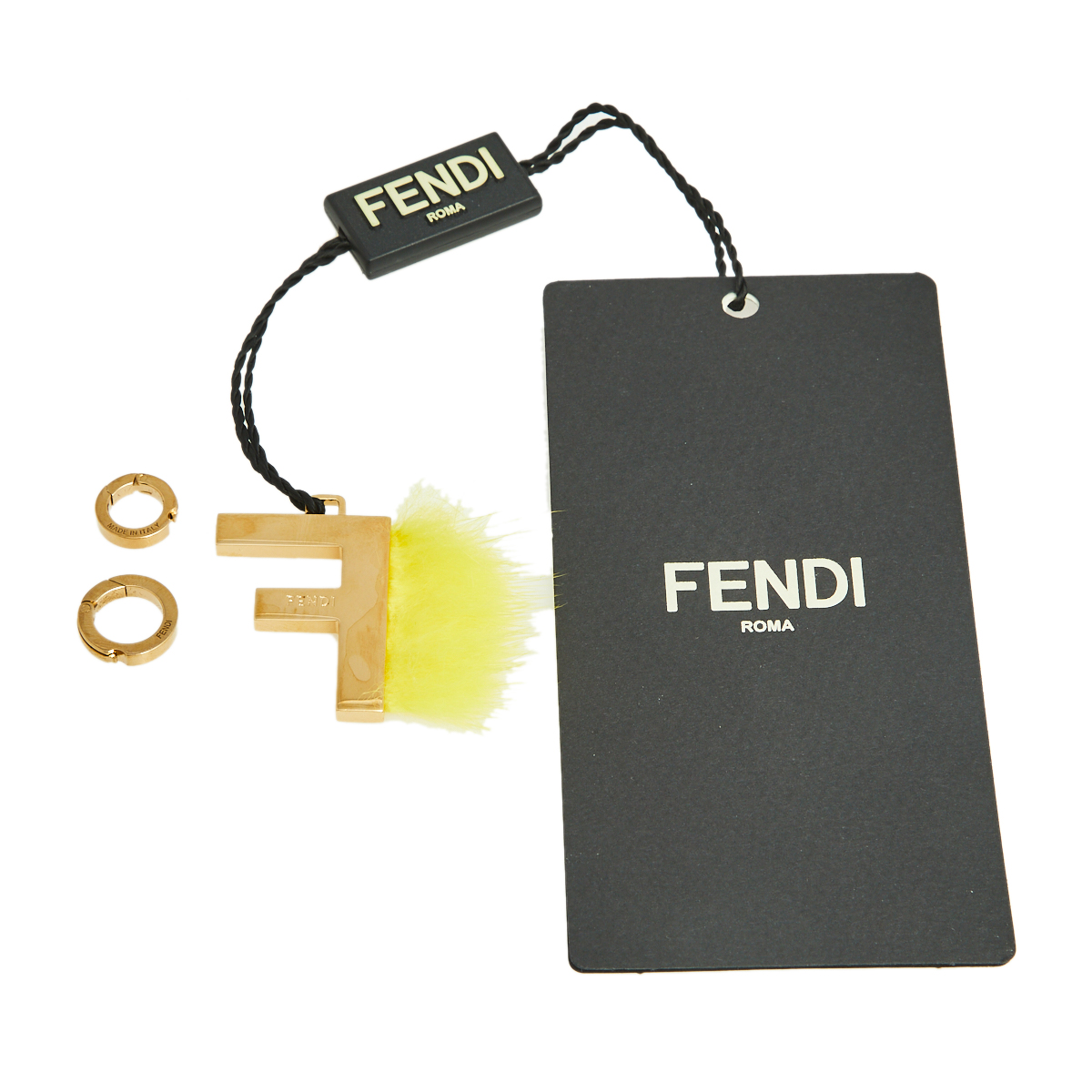 

Fendi ABClick Letter F Gold Tone & Mink Fur Charm