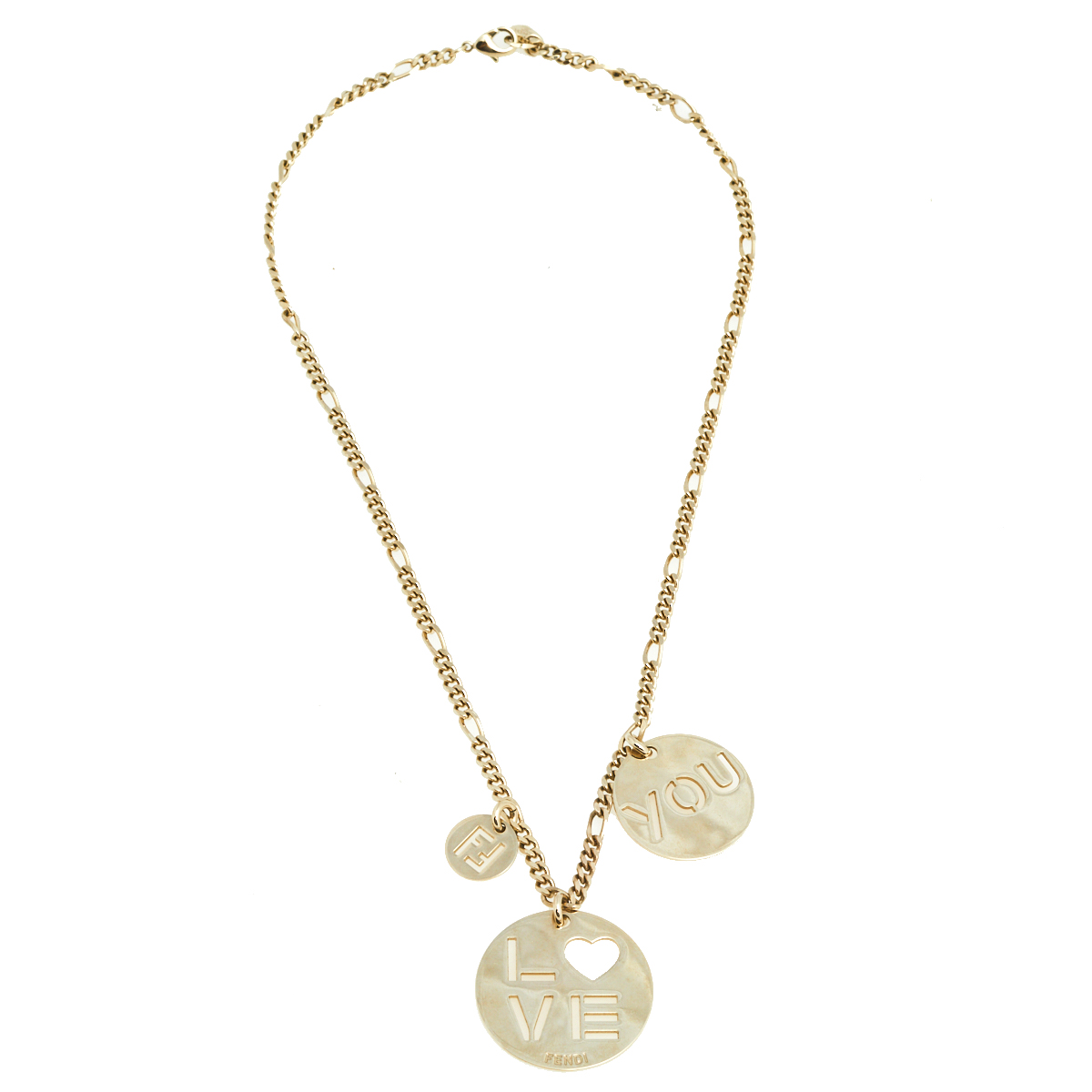 

Fendi Gold Tone Love You Charm Necklace