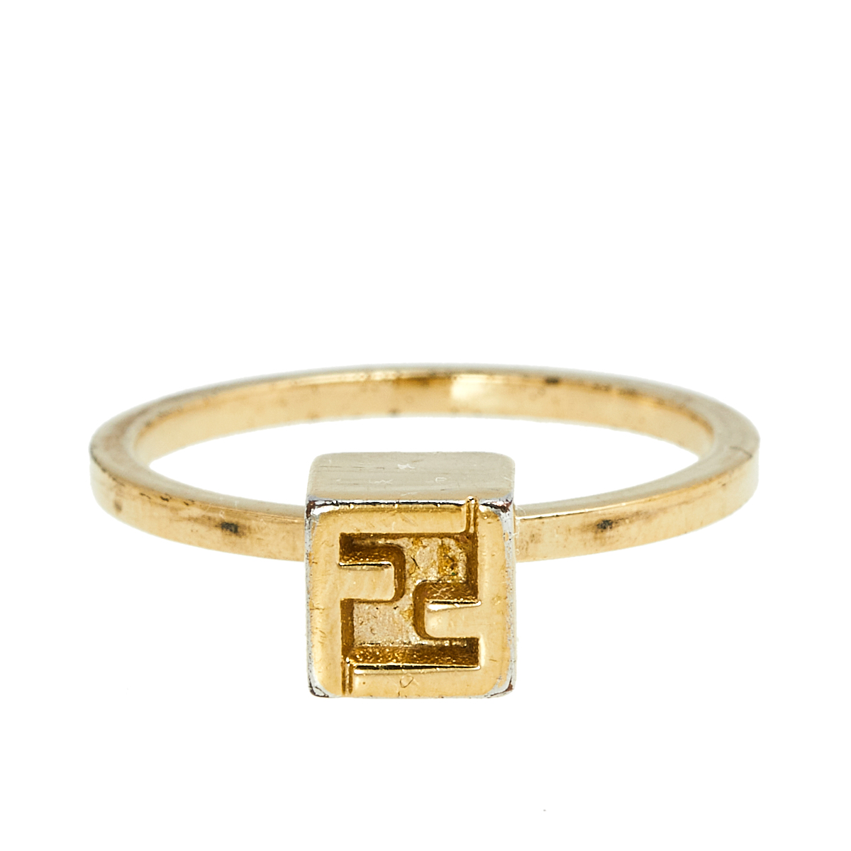 

Fendi Gold Tone FF Cube Ring