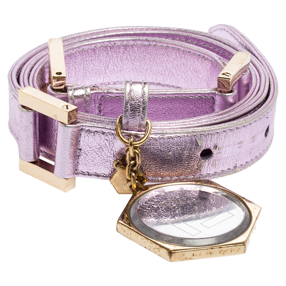 

Fendi Metallic Lilac Leather Charm Buckle Belt, Purple