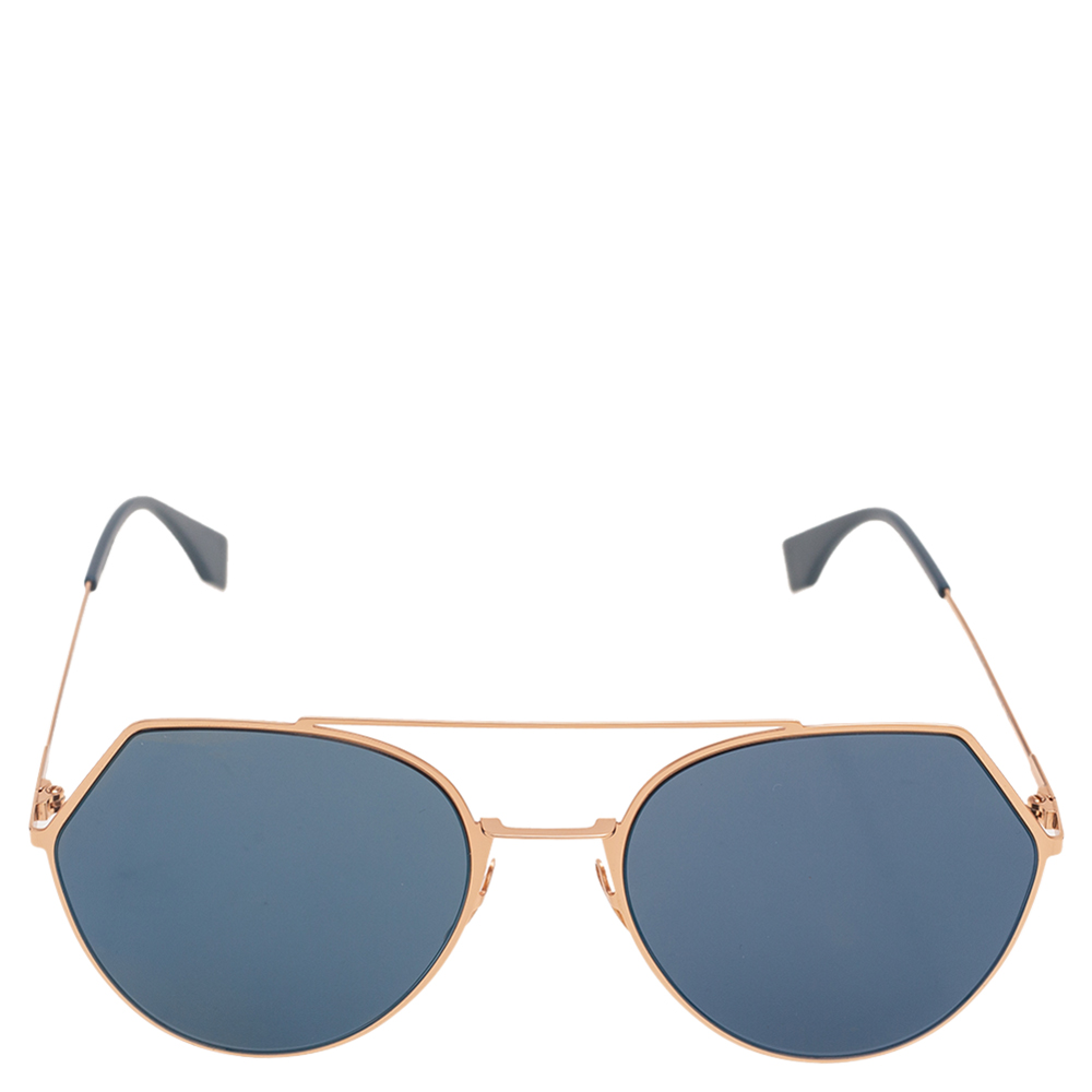 

Fendi Gold Tone/Teal Blue Aviator Sunglasses