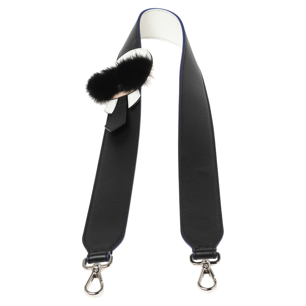 

Fendi Black/White Leather & Mink Yukarito Karl Lagerfeld Shoulder Strap