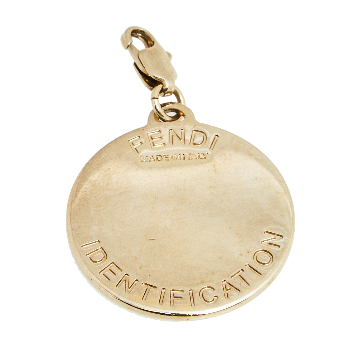 

Fendi Gold Tone Crystal  Identity Charm Pendant