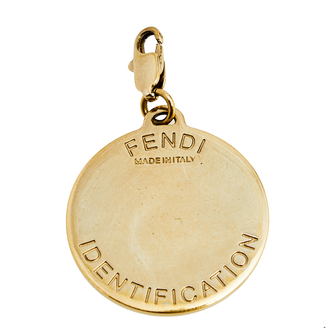 

Fendi Gold Tone Crystal R Identity Charm Pendant