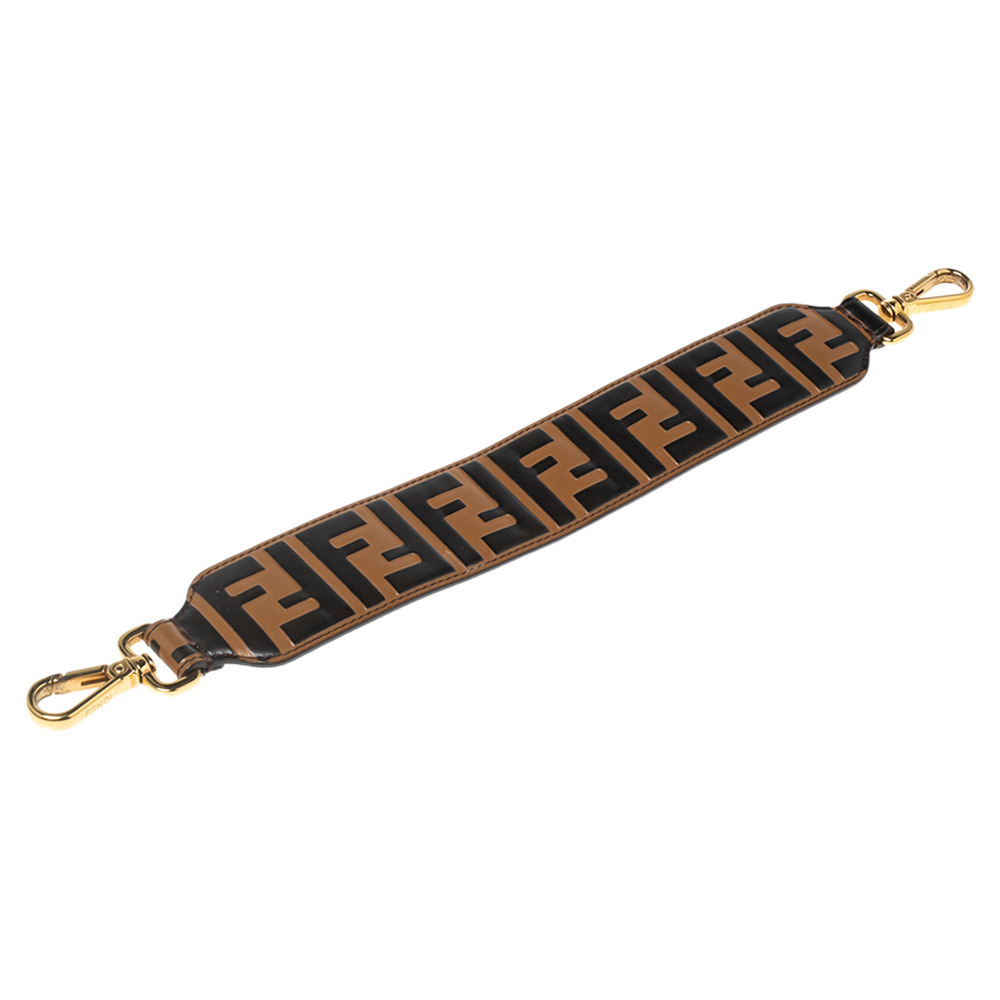 

Fendi Brown/Black Zucca Leather Strap You Bag Strap