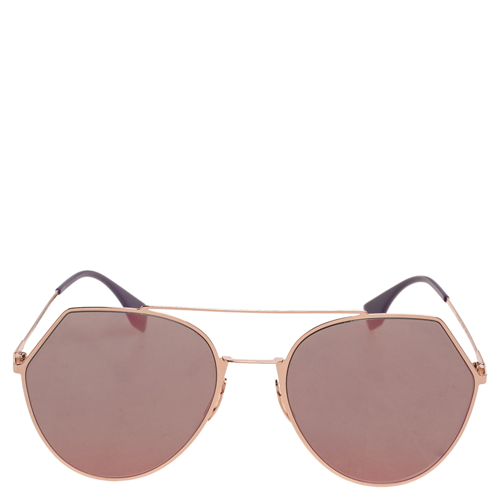 

Fendi Rose Gold Tone/Purple FF 0194/S Rounded Aviator Sunglasses